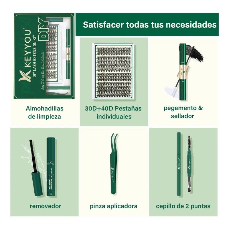 Kit Pestañas Mink Sintético Keyyou Ky-rrkit-30d+40d
