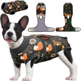 PetWarm Dog Recovery Suit, Surgery Suit for Dogs, Professional Pet Recovery Shirt Abdominal Wounds Bandages, Female Male Dog Onesie for Spay Neuter, Zoo Pattern, Black Brown, XS
