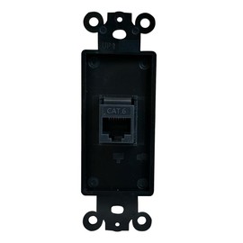 BUPLDET 1 Port CAT6 Ethernet Insert Wall Plate Black - CAT 6 RJ45 Jack Decora Insert Cover Plate for Midsize/Oversize Decorator Wallplate - Black