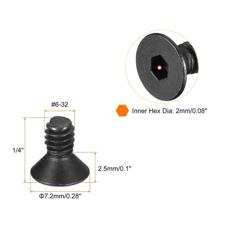 QUARKZMAN Pack of 20 Countersunk Screws #6-32 x 1/4 Inch