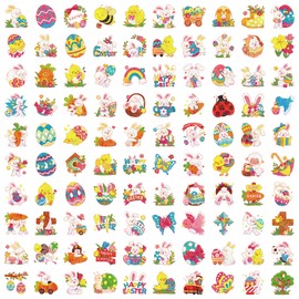 Leesgel Children's Easter Tattoos, Pack of 408 Easter Glitter Tattoos with Packaging, Easter Decoration Children, Ideal for DIY, Easter Egg Filling, Easter Egg Hunt, Easter Gifts Children