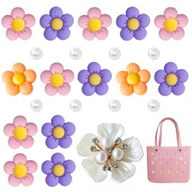 HAMKU Pack of 23 Pendants for Beach Bag Accessories, Removable Flowers, Beach Bags, Accessories, Simple Modern Bogg Bags Accessories, Beach Charm Decoration