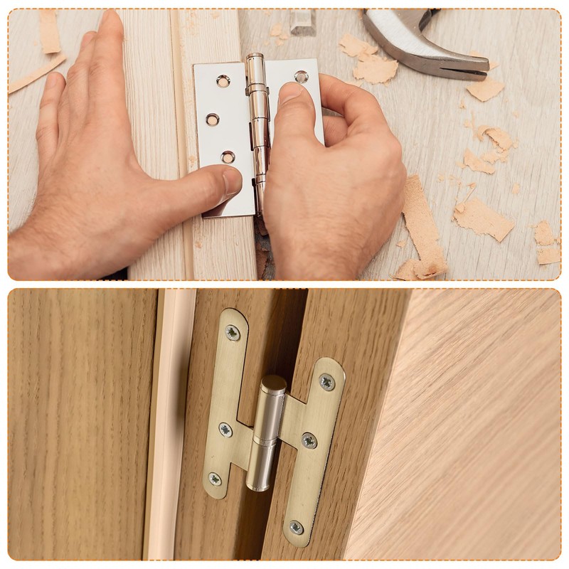 sourcing map 4Pcs H-Hinge Metal Flat Hinge Cabinet Door Hinge