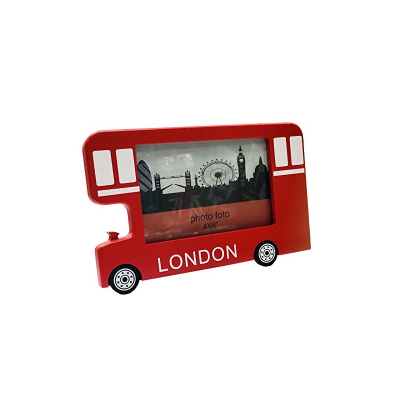 Wooden Bus Photo Frame London England Souvenir Gift 6X4 Inch