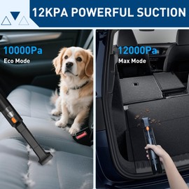 Car Vacuum Cordless and Tire Inflator Portable Air Compressor 2 in 1, 2X Faster Inflation, 150PSI Cordless Air Pump with 12000Pa Powerful Vacuuming Function