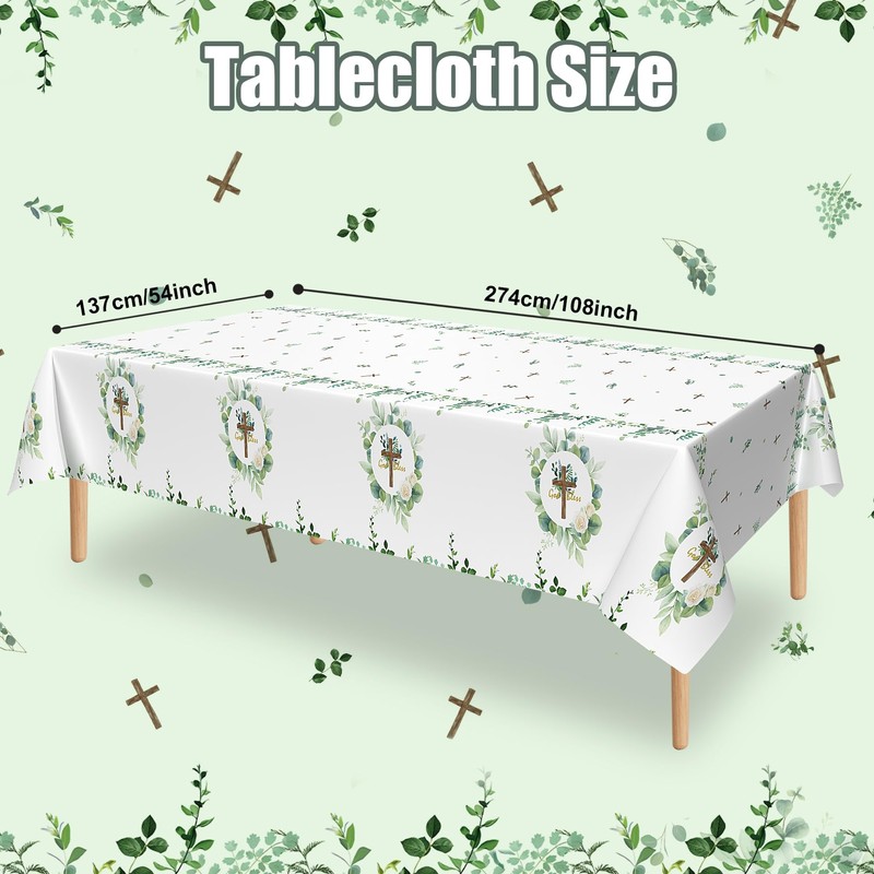 Lianxuia 3Pcs God Bless Baptism Tablecloth, 54 x 108 Inch