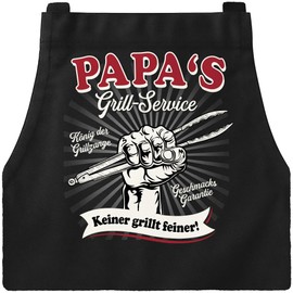 MoonWorks® Premium BBQ Apron for Men Grandpa's / Dad's Barbecue Service King of Barbecue Tongs Gift Father Grandfather Father's Day, Barbecue service dad black