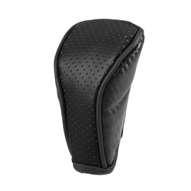Partuto 1 x Universal Car Gear Knob Cover - Car Gear Head Protection with Zip Breathable Non-Slip Gear Knob Protective Cover - Faux Leather Black