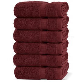 Chakir Turkish Linens 100% Cotton Premium Turkish Towels for Bathroom | 13'' x 13'' (6-Piece Washcloth, Cranberry)