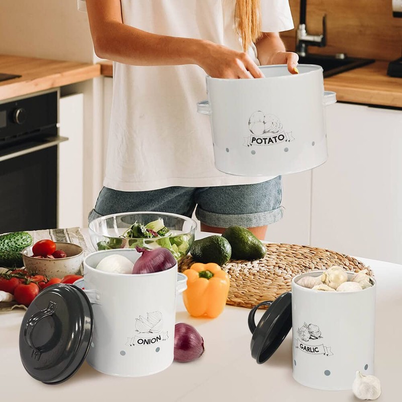 SOTECH Potato Onion Garlic Storage Bin with Lid Set of