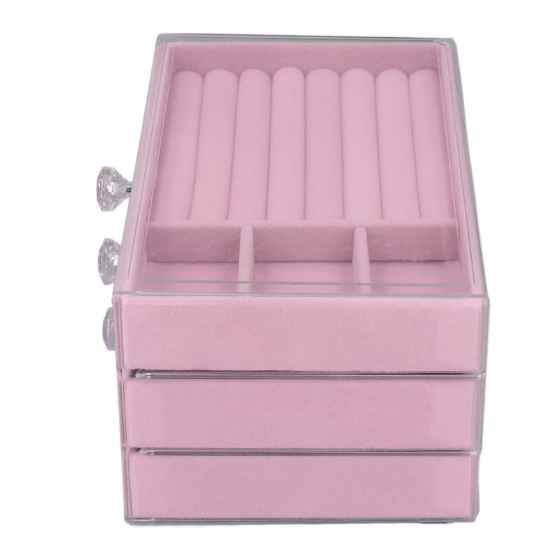 Acrylic Jewelry Organizer 3 Drawers Storage Box Transparent Jewelry Display