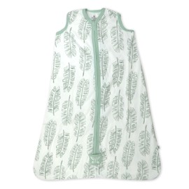 HonestBaby Zip Front Wearable Blanket 100% Organic Cotton for Infant Baby Boys, Girls, Jumbo Leaf Sage, Small