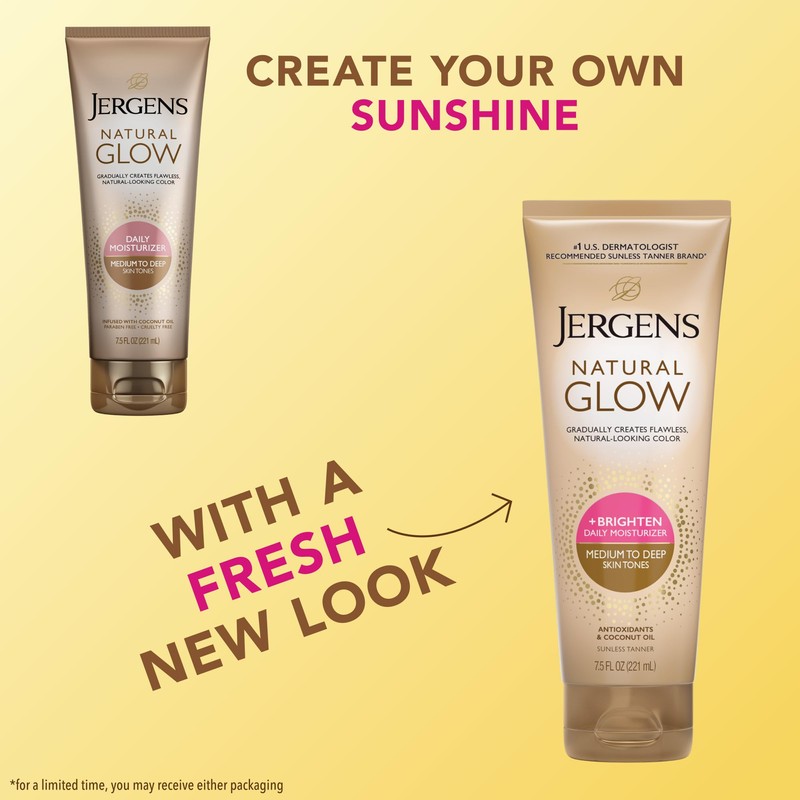 Jergens Natural Glow Self Tanner Lotion, Daily Sunless Fake Tanning,