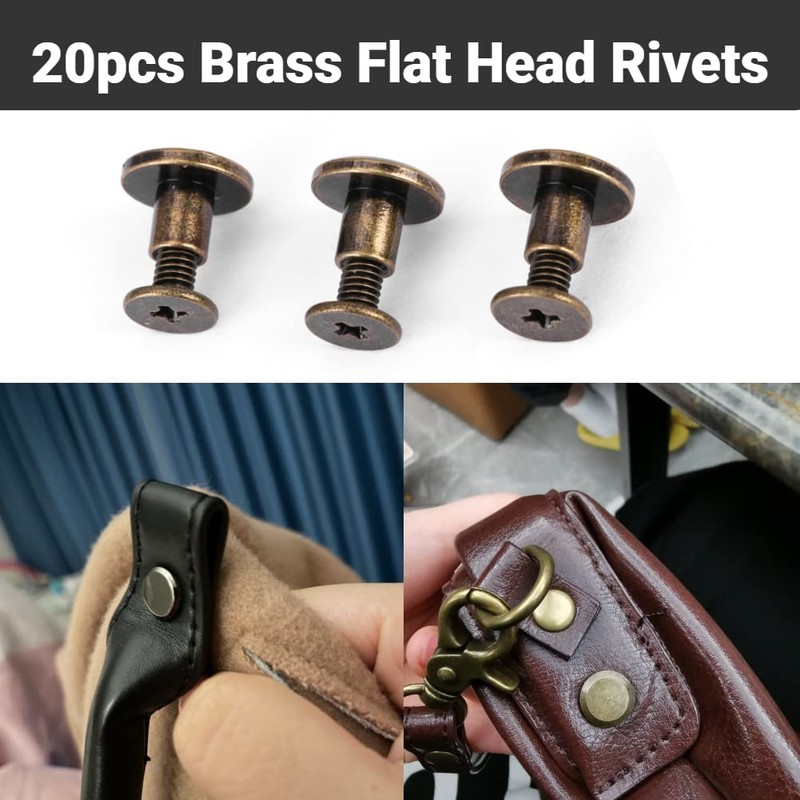 Flat Head Copper Brass Screws Nuts Nails Rivets Leather Cap