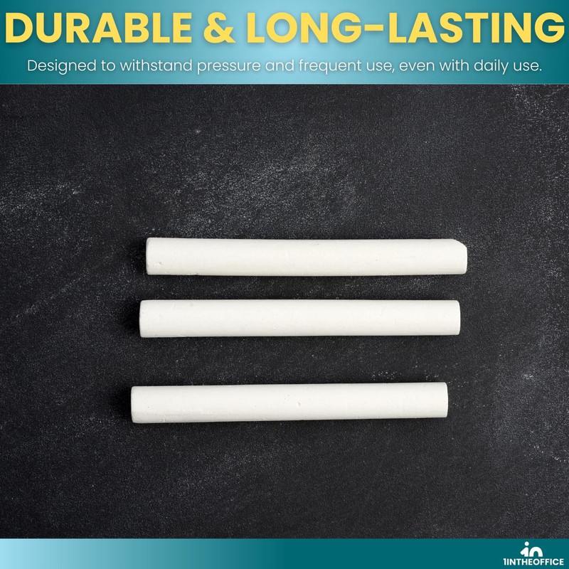 1InTheOffice Blackboard Chalk, White Chalk Dustless, White Chalkboard Chalk, 48