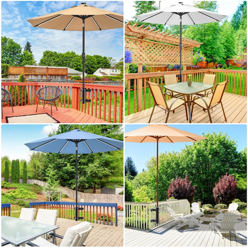 Lifeswell Heavy Duty Deck Railing Umbrella Holder, Adjustable Patio Umbrella