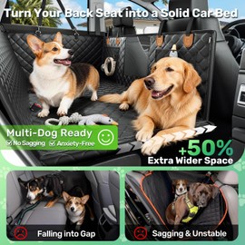 Zanch Heavy-Duty Dog Truck Seat Cover, Flat Solid Back Seat Extender for Multi Large Dogs, Hard-Base Supports 450 lb, Waterproof Hammock Protector, XL for Full-Size Crew Cab Trucks & SUVs, Orange