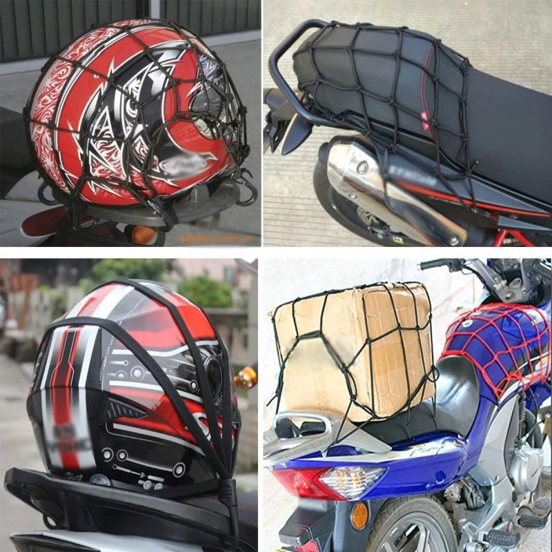 Redes Malla Moto Sujetar Casco Portabulto Cuerda Gancho 4pcs