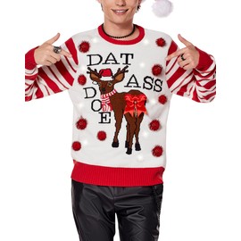 Spencer's Light-Up Dat Ass Doe Christmas Sweater | Light-Up Christmas Sweater | Medium Multicolor