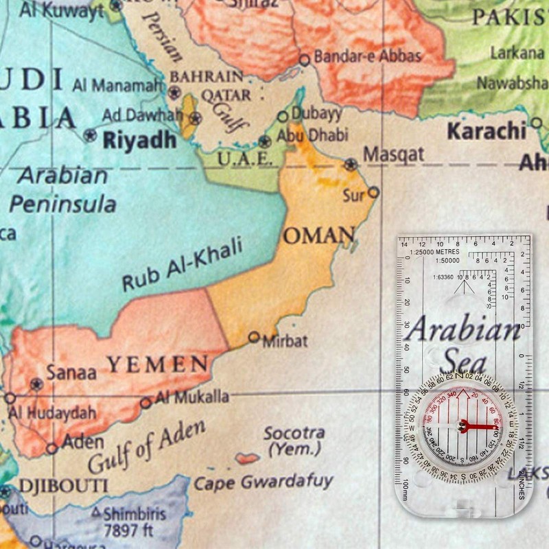 Outdoor Baseplate Ruler Map Scale Compass Hiking Explorer Compass with