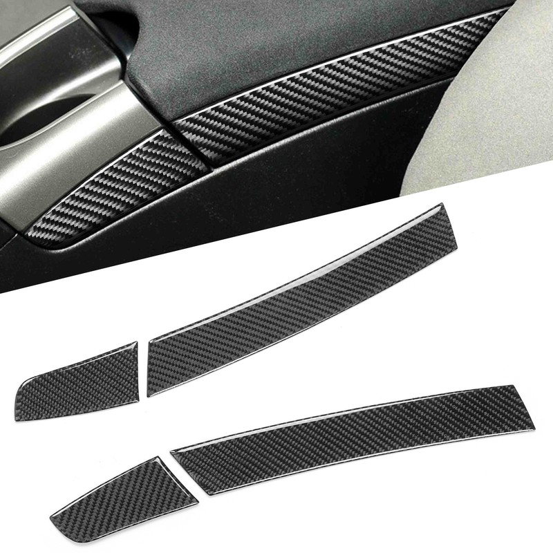 4Pcs Console Armrest Side Cover Carbon Fiber Trim Sticker Fit