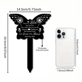 ORIGACH Butterfly Acrylic Grave Markers for Cemetery Memorial Remembrance Plaque for Loved Ones Waterproof Grave Decorations Acrylic Grave Stake for Outdoors Yard Garden, Dandelion and Heart Pattern