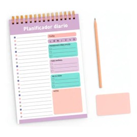 Planificador Diario 13x20cm Block Notas 52 Hojas Doble Cara Multicolor