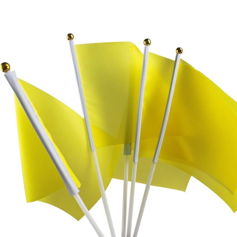 50 Packs Yellow Small Flags on Sticks Hand Waving Flag