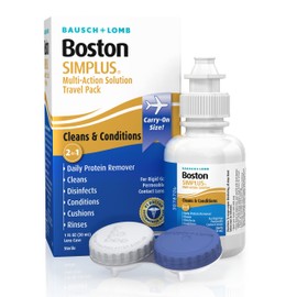Contact Lens Solution by Boston Simplus, for Gas Permeable Contact Lenses, Contact Lens Case Included, 1 Fl Oz