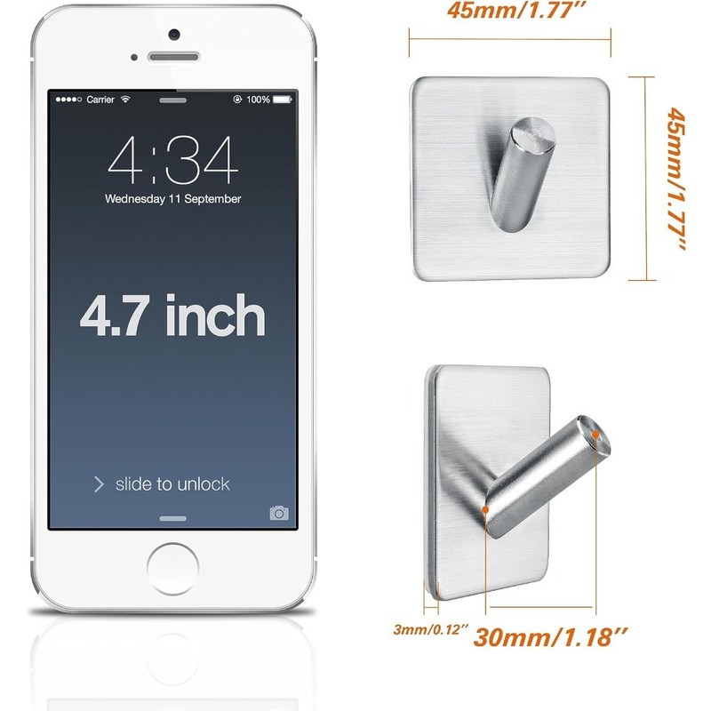 Adhesive Towel Hooks for Bathroom & Kitchen – Heavy-Duty Stainless