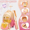 Kids Bowtie Heart Rolling Backpack for Girls Trolley Suitcases Luggage