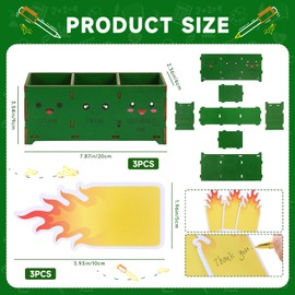 Weysat 3 Set Dumpster Fire Pencil Holder with Flame Note Cards 3 Compartments Desk Holder 7.87 Inch Office Cute Funny Accessories Decor for Coworkers Teacher