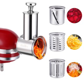 Stainless Steel Slicer Shredder Attachment for KitchenAid Stand Mixer, Large-Capacity Vegetable Slicer & Cheese Grater with 3 Stainless Steel Blades, Dishwasher Safe Food Processor Accessory by Rafbar