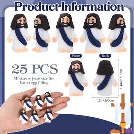 Bememo 25 Pcs Little Jesus Figures Original Design Mini Rubber Jesus Toys to Hide and Seek Religious Party Favors Sunday School Baptism Gifts(Dark Blue)