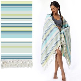 Winthome Beach Towel, Bamboo Cotton Hammam Towel Quick-Drying Sauna Towel Soft Bath Towel Beach Towel Beach Towel Men Women (1 Pack, 75 x 150 cm)