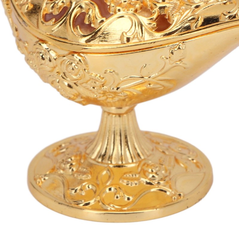 Gold Magic Genie Lamp Embossed Flowers Hollow Zinc Alloy Vintage