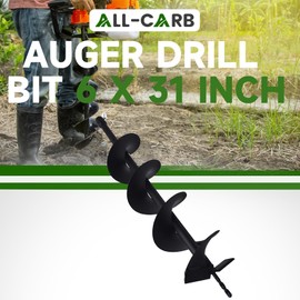 ALL-CARB Auger Drill Bit 6 x 31 Inch Garden Auger Spiral Drill Bit Earth Auger Bit Post or Umbrella Hole Digger with 3/4 Shaft
