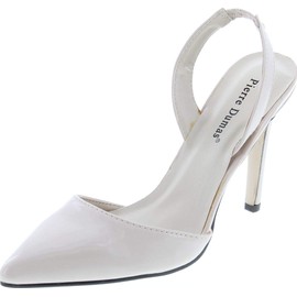 Pierre Dumas Women's Cherry-4 Vegan Leather Pointed-Toe D'Orsay Slingback Dress Pump Stiletto Heels,Nude Patent,5.5