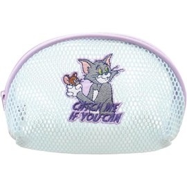 Tees Factory TJ-5544327BL Tom and Jerry Mesh Round Pouch, Blue, H4.5 x W 6.4 x D 2.6 inches (115 x 163 x 65 mm)
