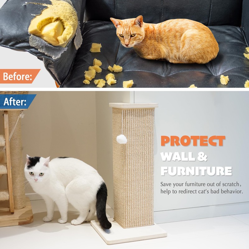 PETKARAY Couch Corner Cat Scratcher, 28'' Corner Scratching Post Cat
