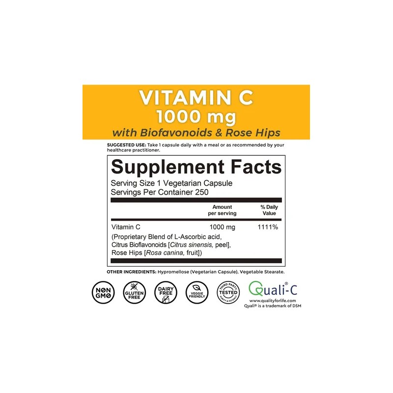 Viva Naturals Vitamina 1000mg 250 Cápsulas