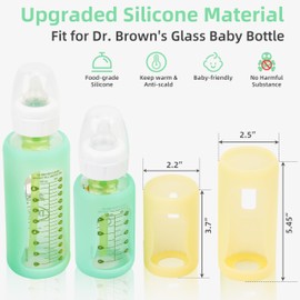 PUREKRA 4PCS Silicone Baby Bottle Sleeves for Dr. Brown Bottles 4 oz, Silicone Bottle Covers Replacement for Dr. Brown Glass Bottles, Narrow Sleeve with a Cutout, Dishwasher/Freezer/Microwave Safe