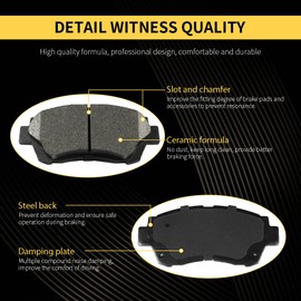 Ceramic Front and Rear Disc Brake Pads Kit with Hardware fit for 2002 2003 2004 2005 2006 Dodge Ram 1500 Durango