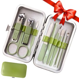 Nail Clippers Set 10 Pieces Fingernail and Toenail Clipper Cutters, Manicure Pedicure Kit Stainless Steel Grooming Kits Gifts for Men and Women, Nail Care Tools with Leather Travel Case