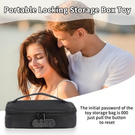 STAOVA Discreet Lockable Toy Storage Bag, Portable Locking Storage Bag Locking Storage Box Toy Organizer Case with 2 Elastic Belts and 3 Bundle Pockets Locking Organizer Bag for Women and Men