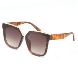 MODALAND Oversized Sunglasses for Women, Square Style for Womens, Narrow Square Frame Visor Shades UV400 (Leopard-Brown)