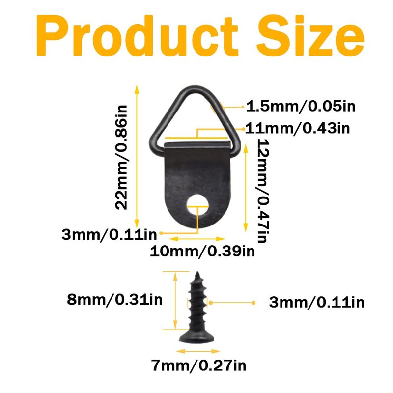 Yosawa 100 Pcs Picture Hooks Triangle Ring Picture Hangers with