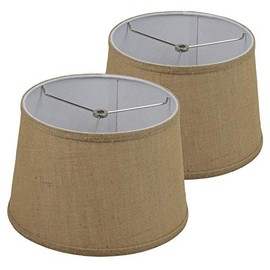 FenchelShades.com Set of 2 Lampshades 10" Top Diameter x 12" Bottom Diameter x 8" Slant Height with Washer (Spider) Attachment for Lamps with a Harp (Burlap Natural)