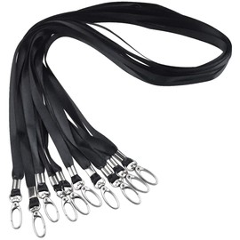 wangjiangda Lanyards for Neck Name Badge Keys Office Flat Nylon Lanyards 45Pcs Black Neck Strap Lanyard with Swivel Hooks Clips