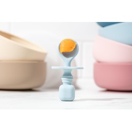 Silicone Baby Spoons for Baby Led Weaning 2-Pack, First Stage Baby Feeding Spoon Set Gum Friendly BPA Lead Phthalate and Plastic Free, Blue